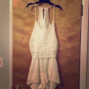 J.O.A. White lace romper.